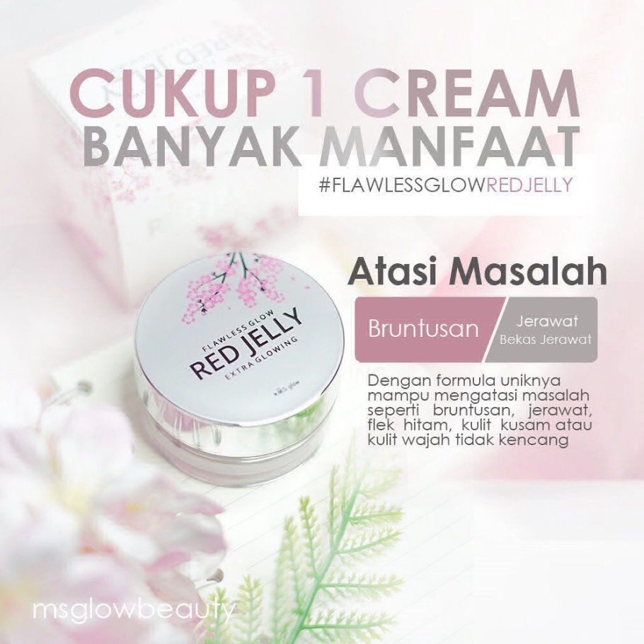MS Glow Flawless Red Jelly Original Pelembab Kulit Mencerahkan Wajah Menyamarkan Bekas Jerawat Kemasan Terbaru-3