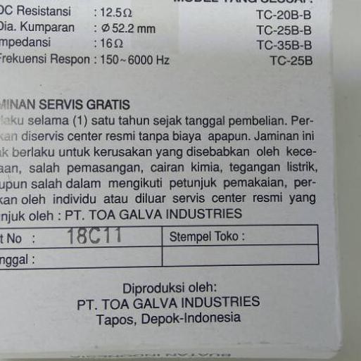 ◌ Spul Corong TOA 135B 128F Original ➻