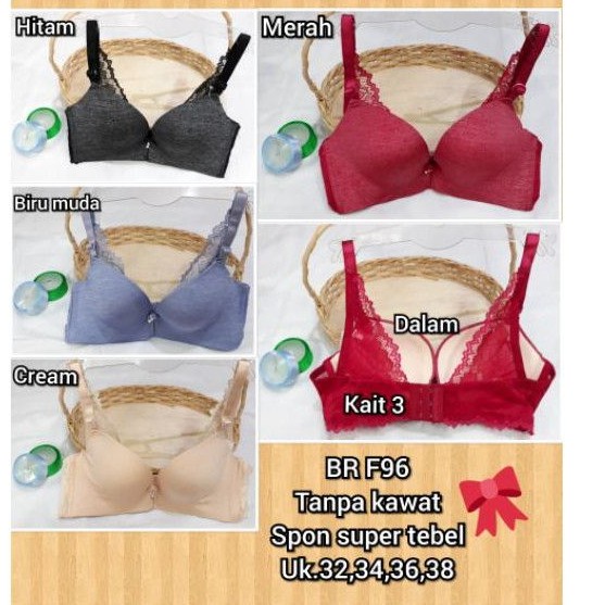 BR F96 Bh atau Bra tanpa kawat spon tebel UK.32-38