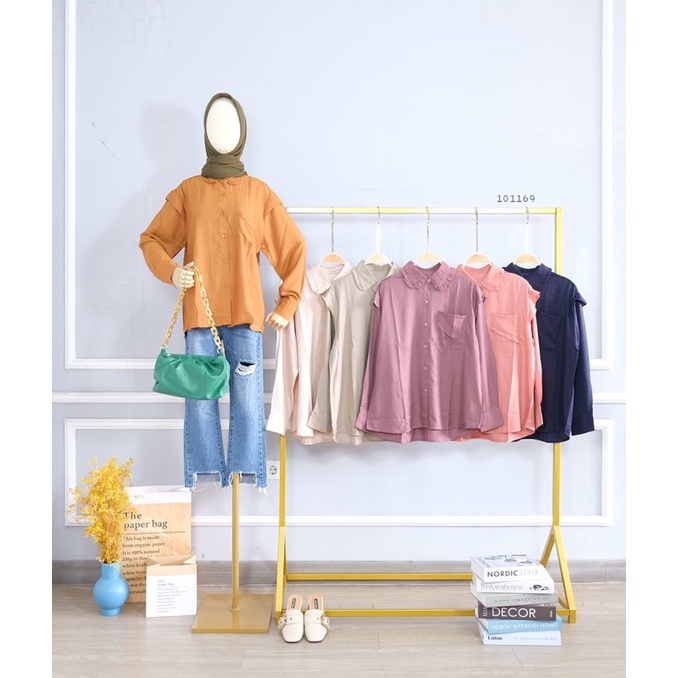 Nuna blouse kemeja wanita adem kemeja kerah bestseller