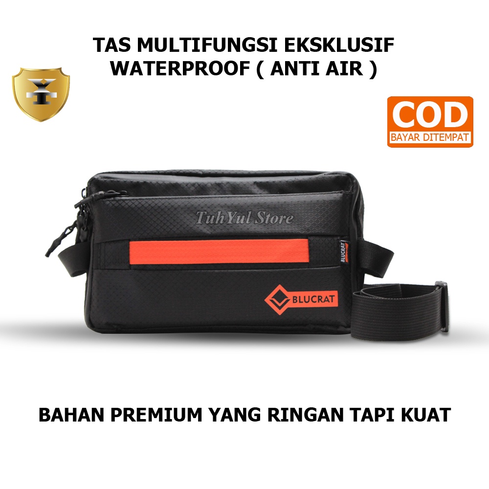 Tas Selempang Sling Bag Body Pack HP Mini Kecil Outdoor Hitam Polos Pria Cowok Laki Laki2 Dewasa Ant