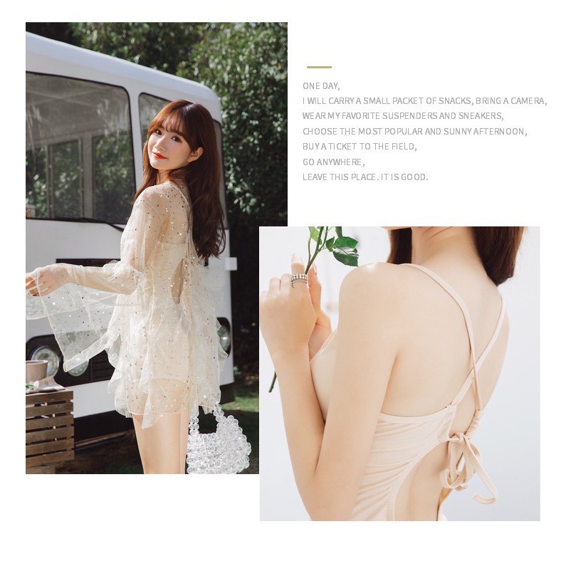 ALL IN ONE-040 Set Bikini Baju Renang Wanita Gaya Korea Model rok renda Import High Quality-5