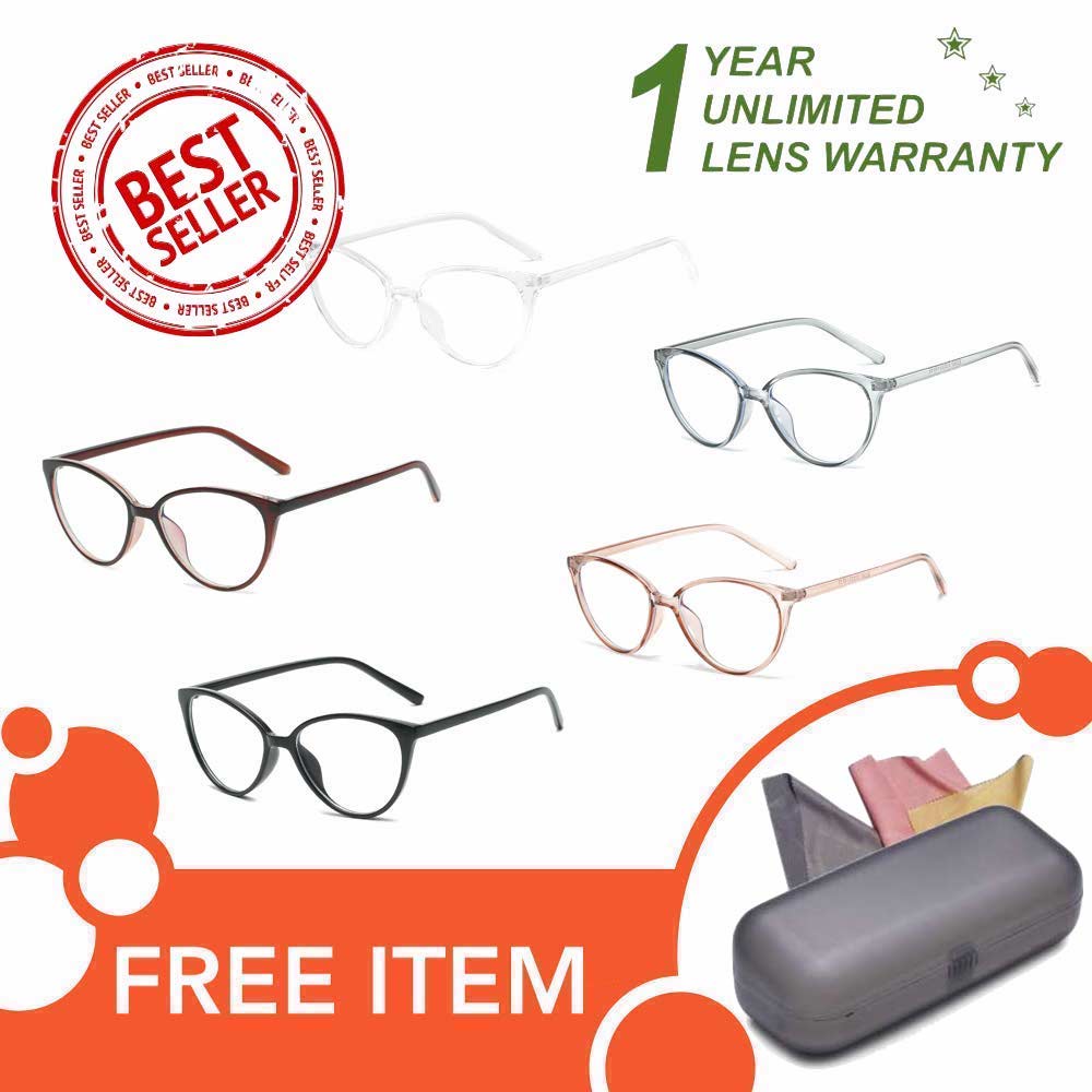 Kacamata Anti Radiasi Blue Ray Lens (Design Korea) Pria &amp; Wanita - HM8091 ( Group ) FREE Kotak Kacamata