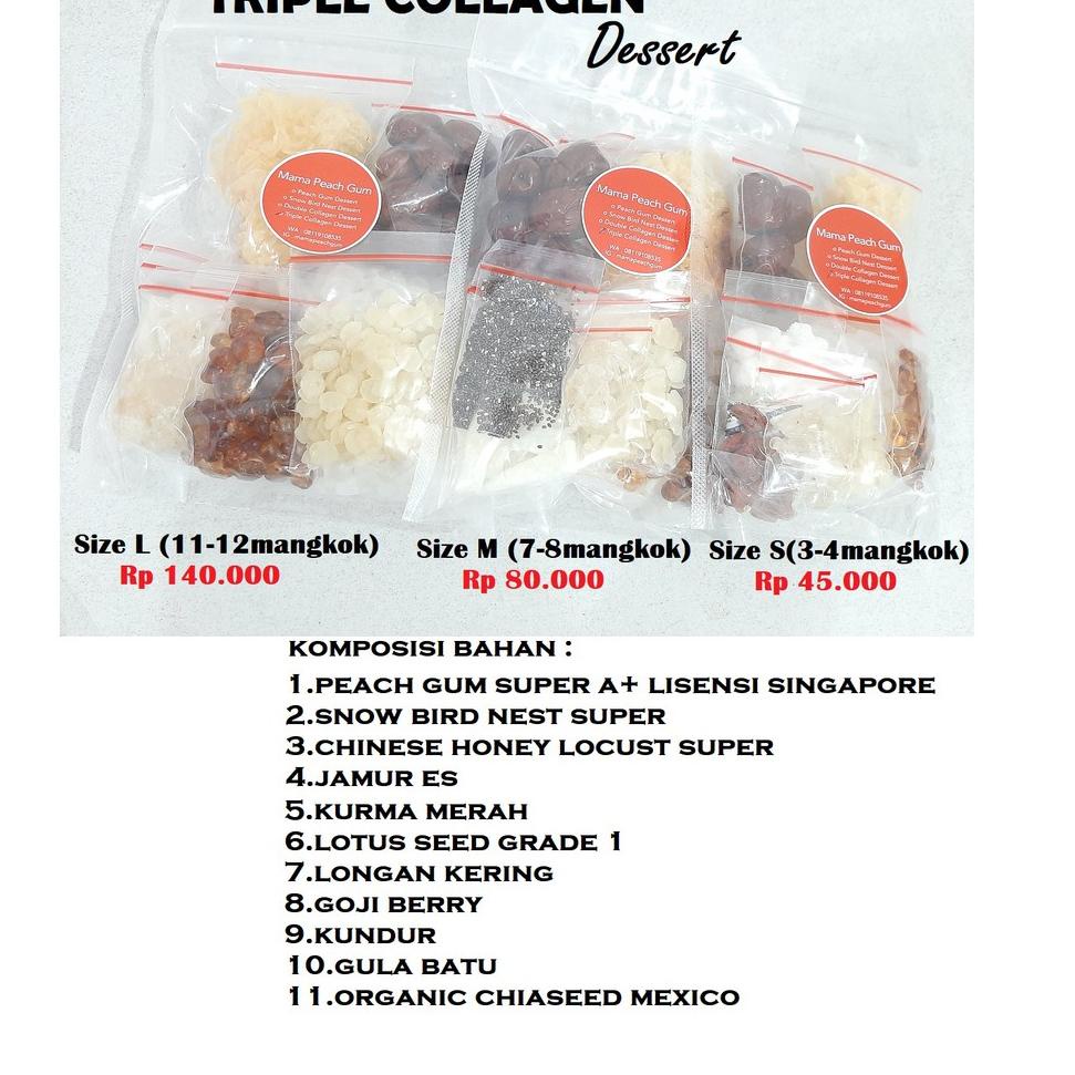 

Hanya hari ini TRIPLE COLLAGEN Dessert size S ( Peach gum , Snow bird nest , honey locust ) °•.¸¸.•°