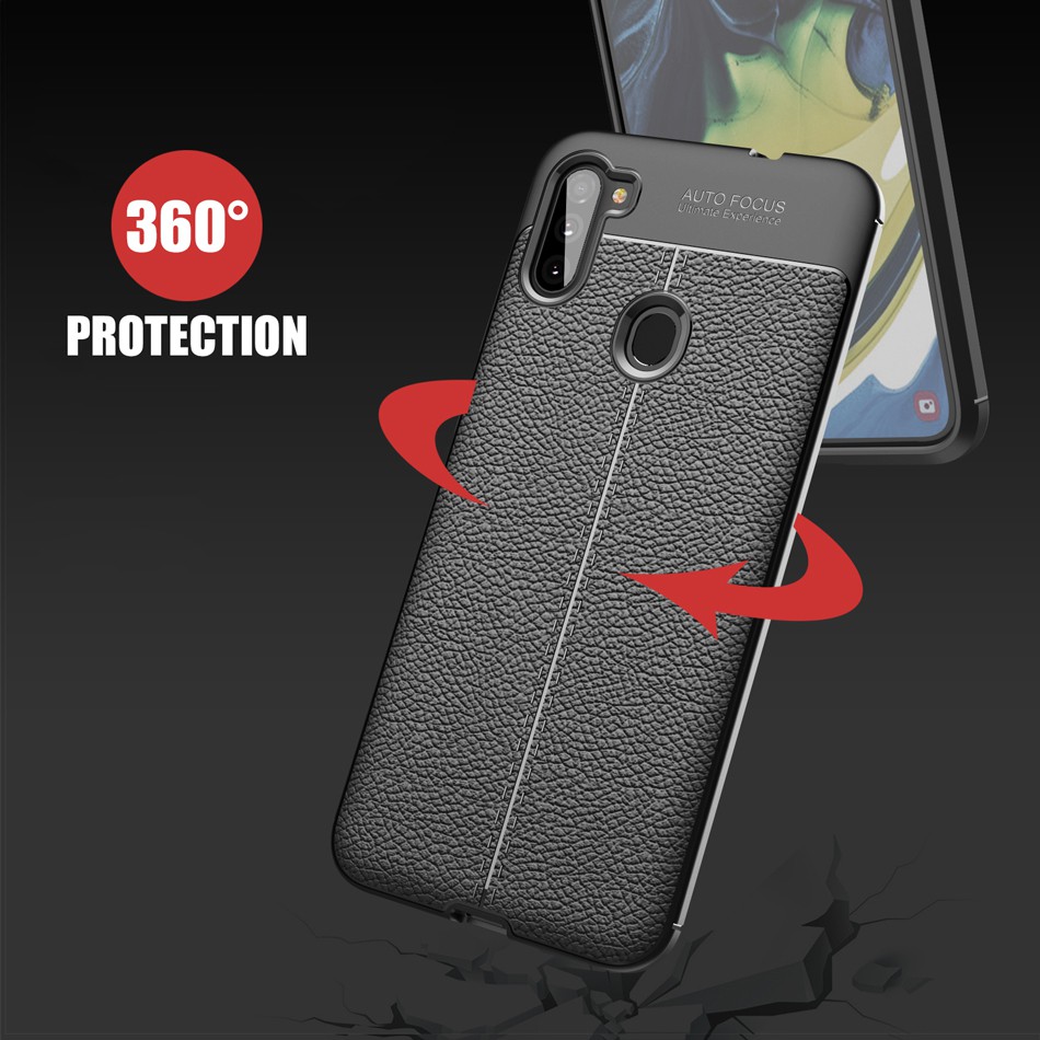 Case Samsung A11 / M11 2020 Ultra Slim Autofocus Leather Premium Softcase + Tempered Glass Layar