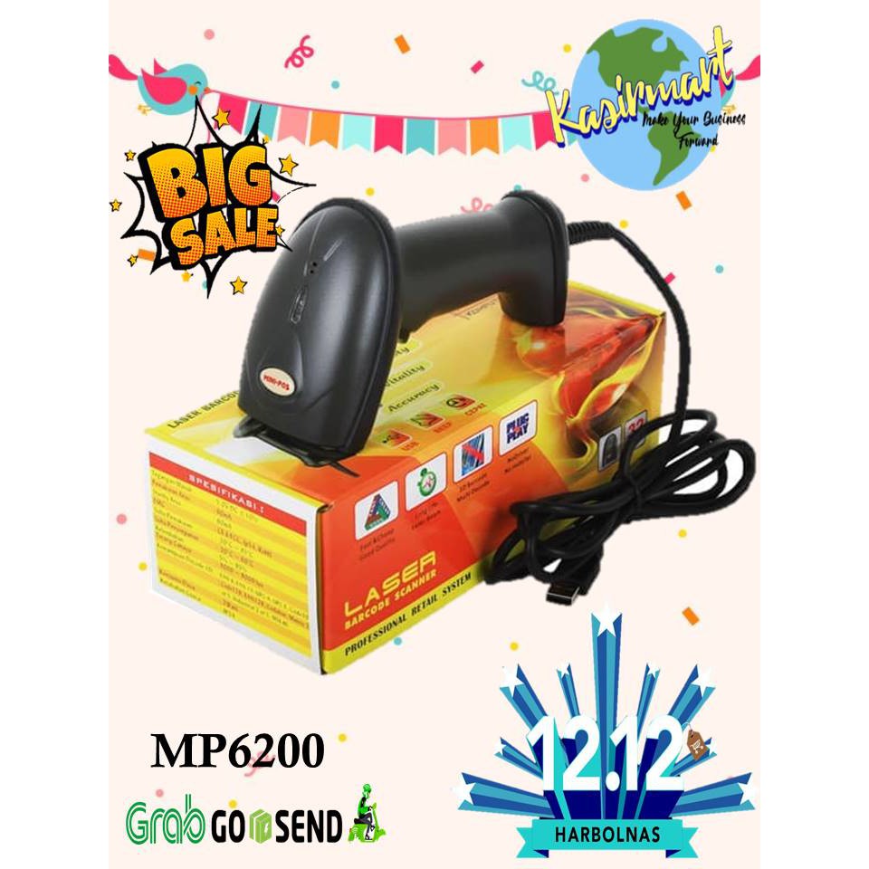 BARCODE SCANNER 1D HANDHELD MINIPOS MP-6200 - SCANNER BARCODE MINIPOS MP6200