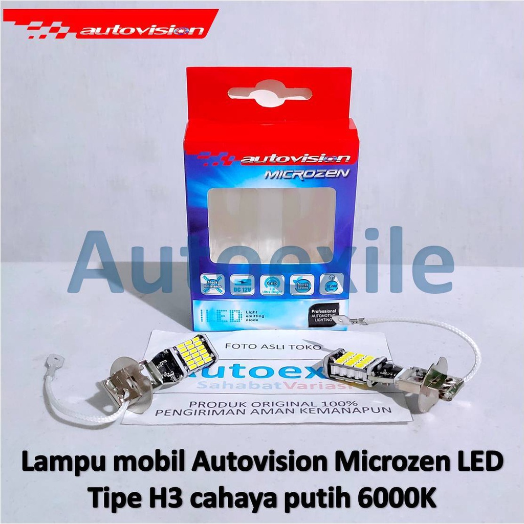 Autovision Microzen LED H3 12V 7W Putih 6000K Ultra Bright Lampu Mobil Altis APV Baleno Juke Sirion 