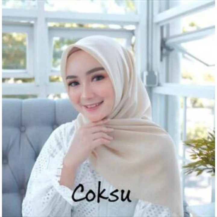 HIJAB SEGI EMPAT POLOS/JILBAB SEGI EMPAT/KERUDUNG BELLA SQUARE/KHIMAR BELLA POLLYCOTTON PREMIUM /110X110CM-6