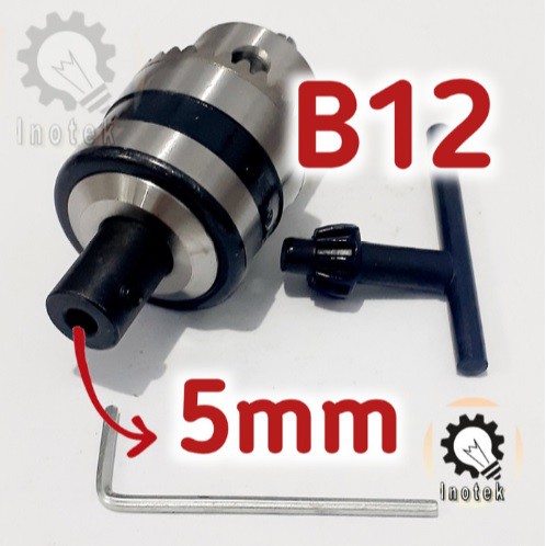 Chuck B12 dan Arbor Connector Ke As 5mm bisa untuk Motor DC 775 B12-5mm