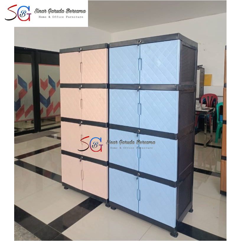 LEMARI 2 PINTU PLASTIK 4 SUSUN / 3 SUSUN / LEMARI PLASTIK SERBAGUNA MULTIFUNGSI