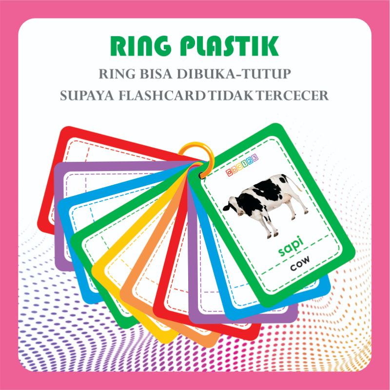 Ring Plastik Buka Tutup Flashcard Binder Buku Notes Kartu Belajar Mainan Flash Card