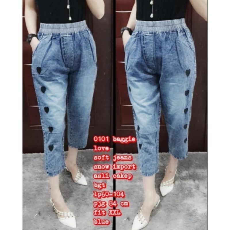 Baggy Jeans Korean / Jeans Bordir Wanita / Celana Korea Wanita