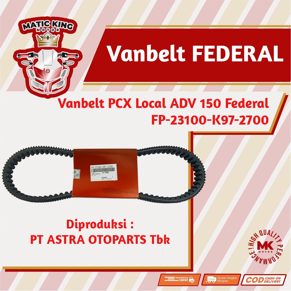 Vanbelt Vbelt Van belt Honda PCX 150 lokal Federal  FP-23100-K97-2700