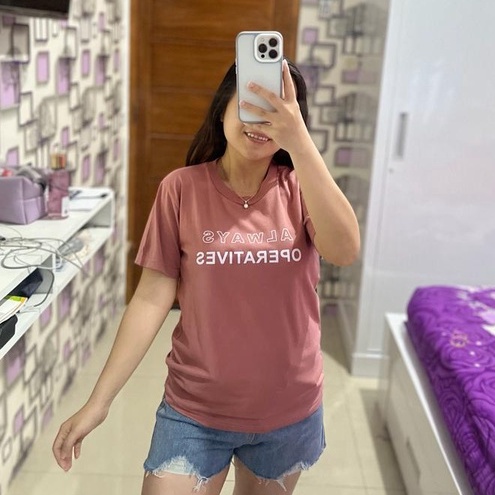 KAOS ALWAYS OPERATIVES COTTON COMBED 30s ONECK | BAJU TSHIRT TUMBLR TEE PENDEK ALLSIZE DAN OVERSIZE UNISEX DUSTY ROSE