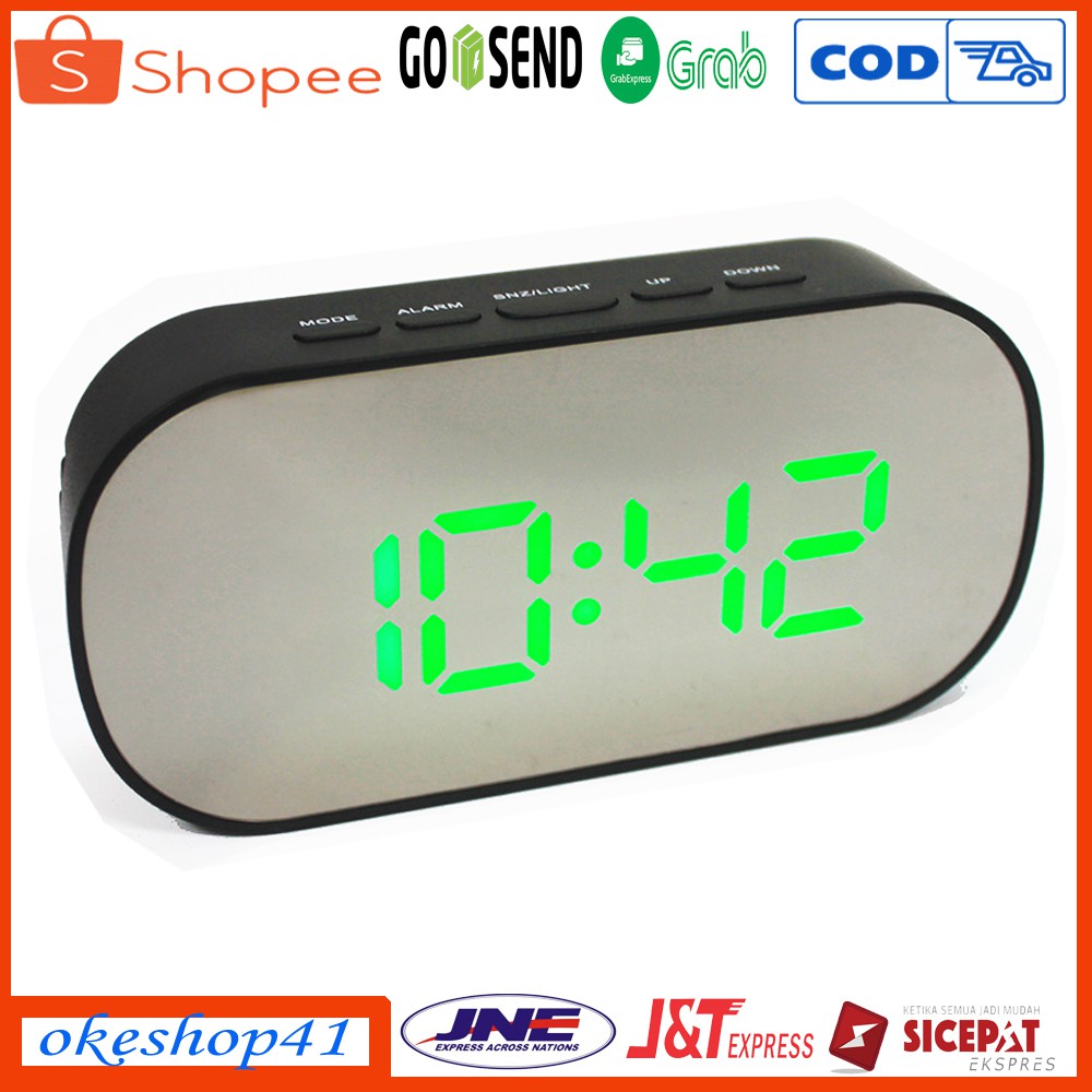 Jam Meja Mini Digital Clock LED DT-6506 Weker Desktop Green