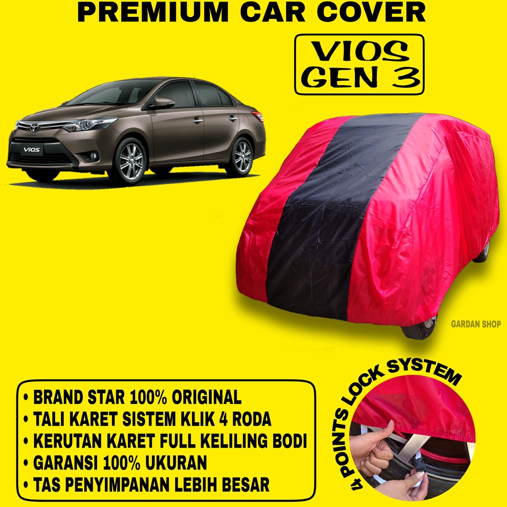 Body Cover VIOS GEN 3 MERAH HITAM Penutup Bodi Mobil Vios Gen 3 Waterproof PREMIUM