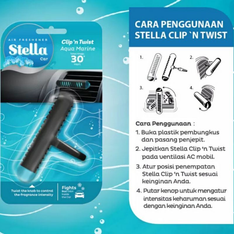 STELLA CAR CLIP'N TWIST air freshener parfum mobil AQUA MARINE