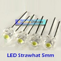 Led Strawhat putih-putih (led topi) - 4,8mm - 8mm merah kuning hijau biru  putih 5cm