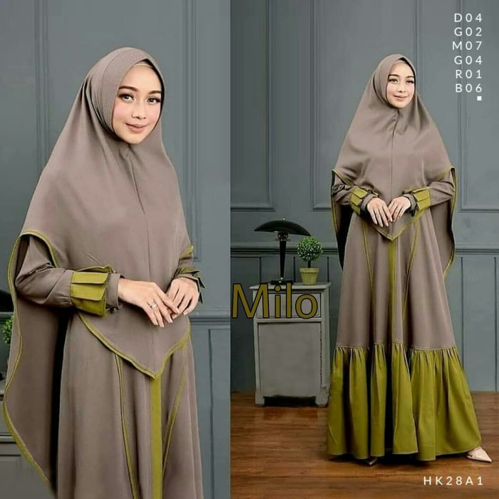 Original Gamis Ceruty Canda Dwi Warna Bermerks Syari Original  NO539 Aqila Polka Maxi L Maxy Dress