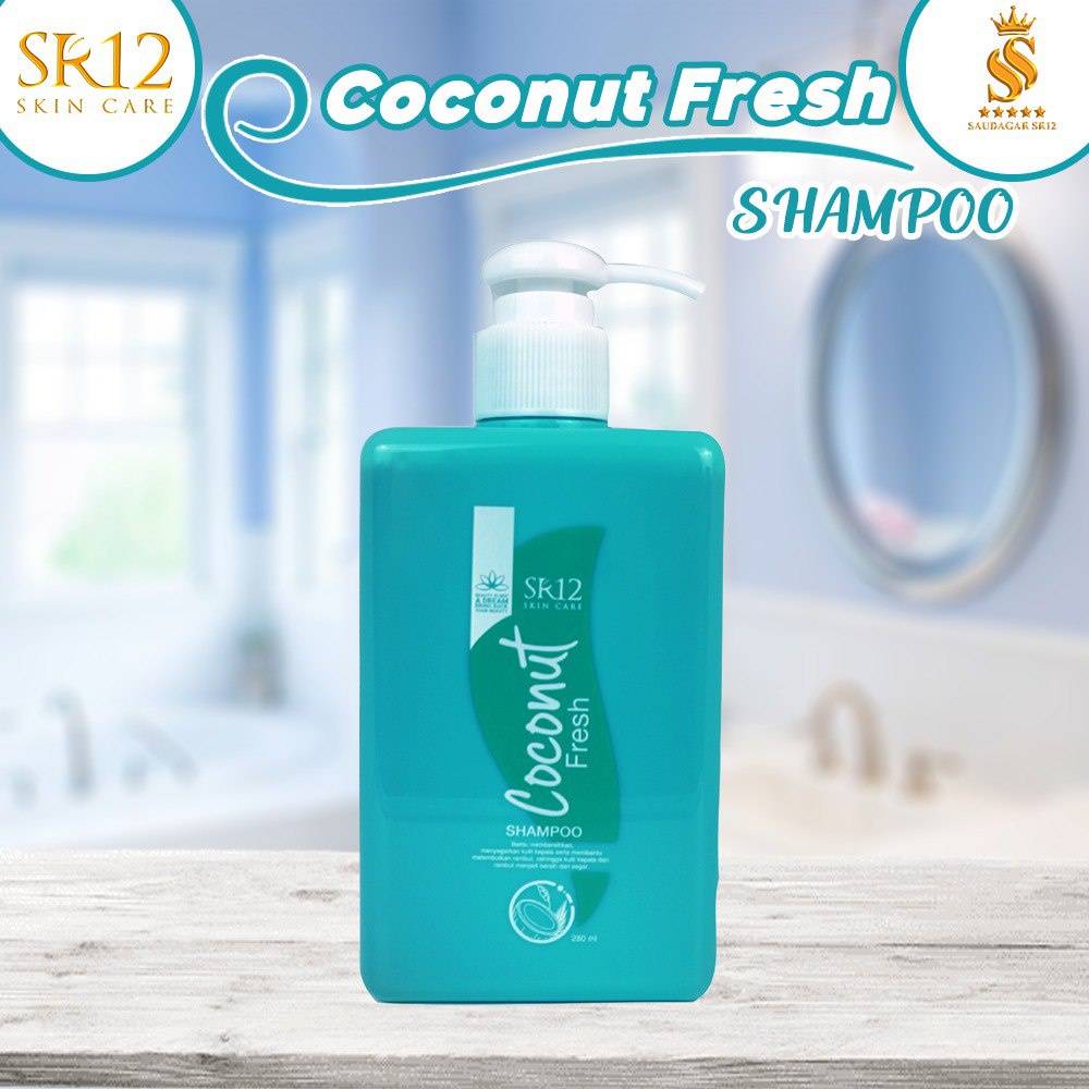 Coconut fresh shampo Sr12 Mengatasi rambut rontok Ketombe Membuat rambut hitam berkilau Shampo rambut Anti gatal 280ml Bpom