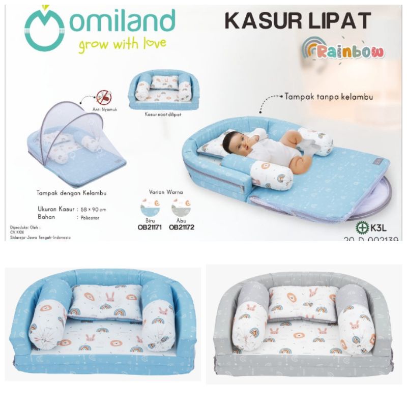 Omiland kasur lipat bumper bayi rainbow series