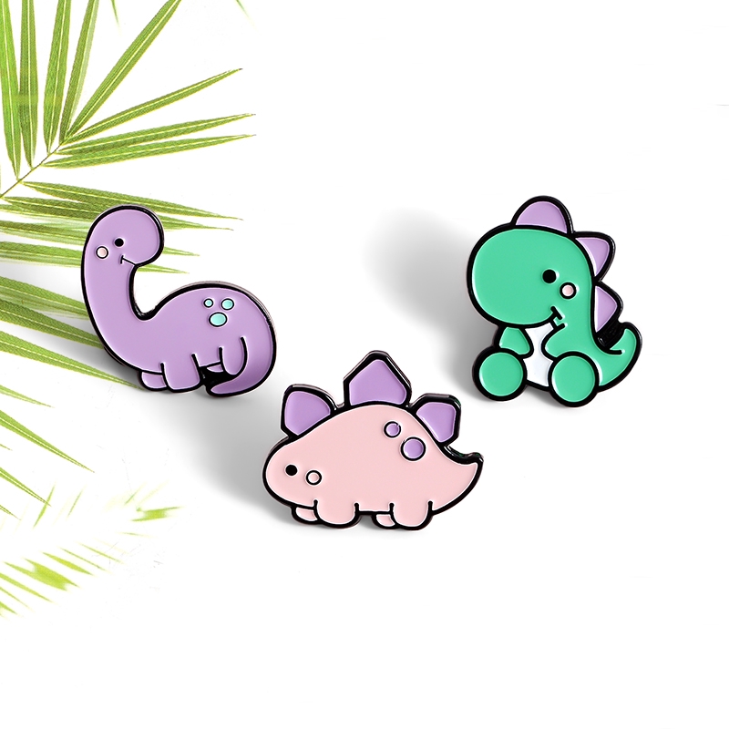 Bros Pin Enamel Bentuk Dinosaurus Jurassic Warna Pink Untuk Anak