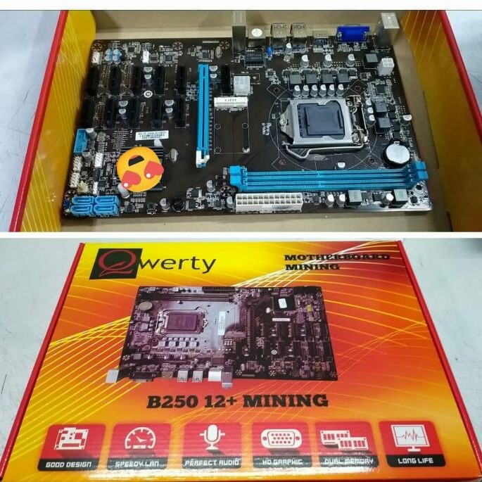 MOTHERBOARD QWERTY B250 DDR4 B250-BTC 2400MHZ 12 X PCI-E LGA 1151 NEW
