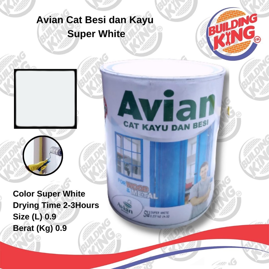 Cat Avian Besi Kayu 1 Kg 0,9L Putih Glossy Terang SW Super White 1 Kg