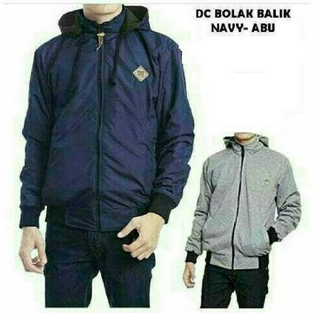 JAKET DC BB JUMBO XXL / NAVY ABU BOLAK BALIK PRIA WANITA