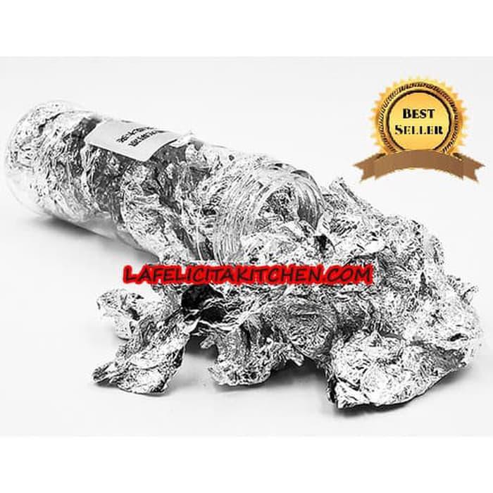 

JUMBO EDIBLE SILVER SHEET LEAF PAPER KERTAS PERAK FOOD CHOCOLATE CAKE BERKUALITAS