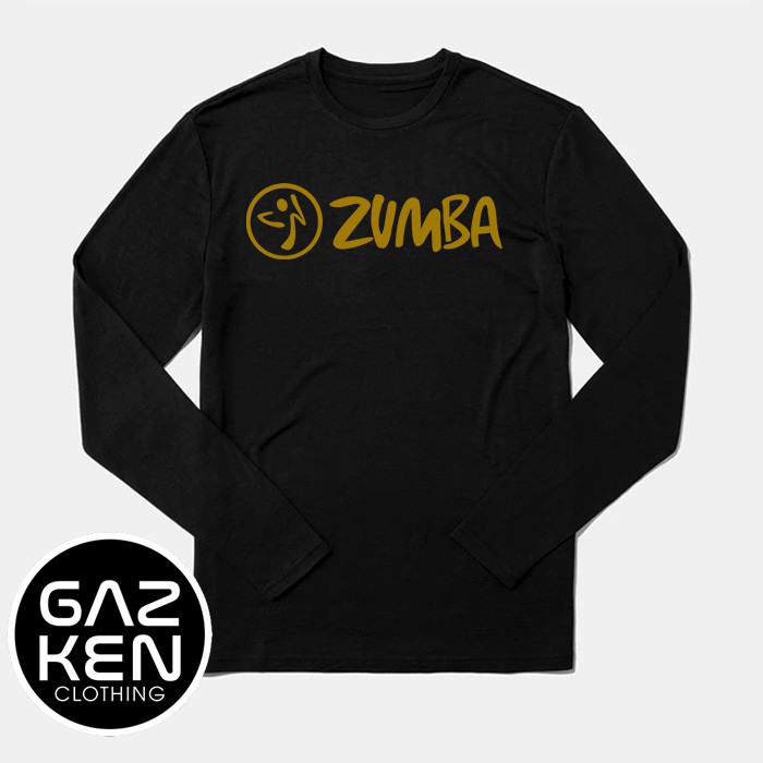 Kaos Baju Zumba Fitness Zumba 02 Pakaian Sport Senam Lengan Panjang Hijab Tulisan Gold Emas