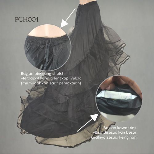 [READY STOCK] PETTICOAT EKOR PENGEMBANG DRESS BRIDAL WEDDING HITAM PCH001