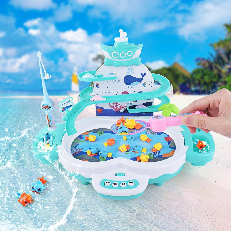 Tma / Mainan Anak Pancingan Lengkap Music Piano Dan seluncuran ikan Dolphin Model Terbaru