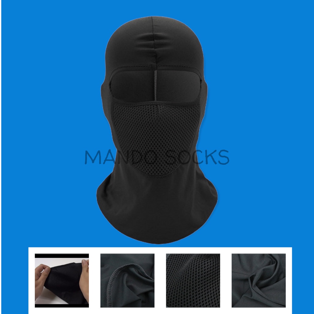 Masker baff ninja fullface balacla spandex hitam polos tengkorak loreng motor helm