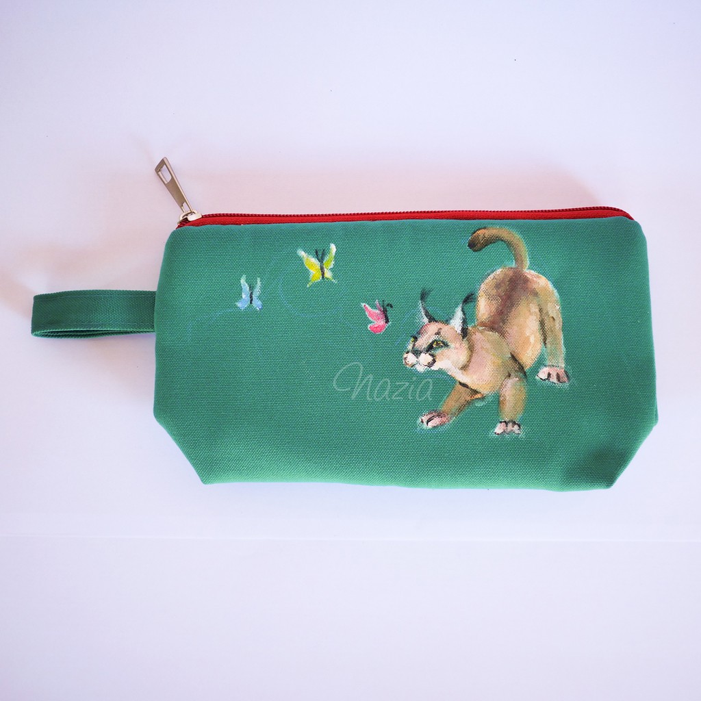 

Pouch Lukis Cat and Butterflies Nazia Fabric Painting