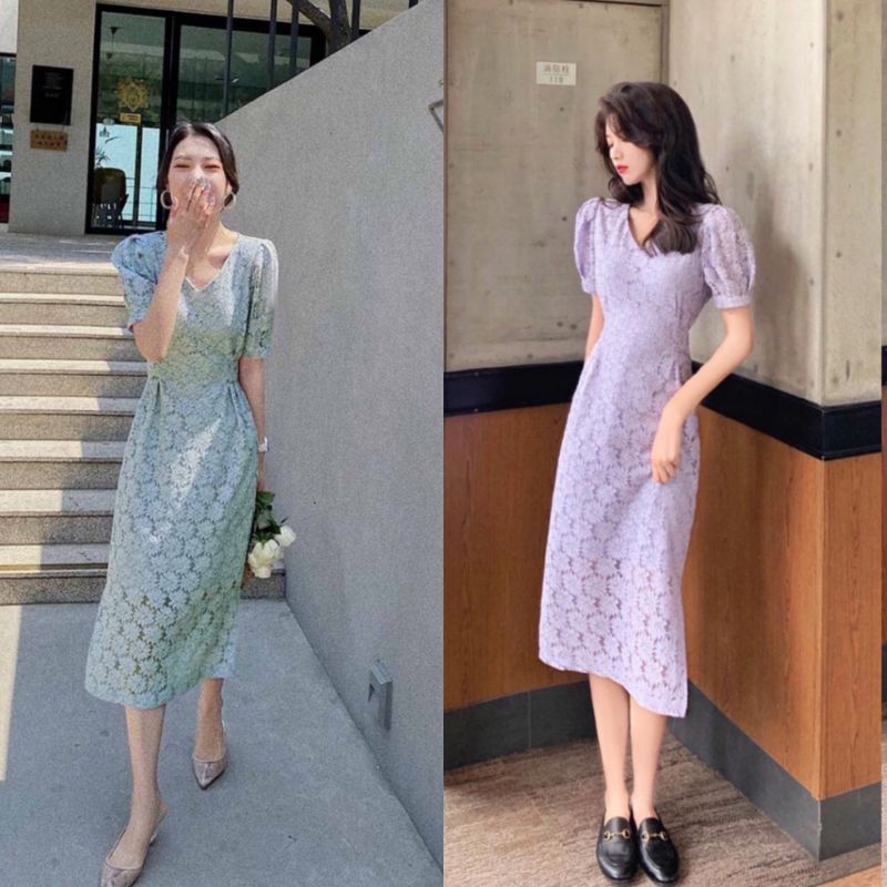 dress brokat korean import / maxi korea vintage bangkok impor dres korea terbaru maxy korean import