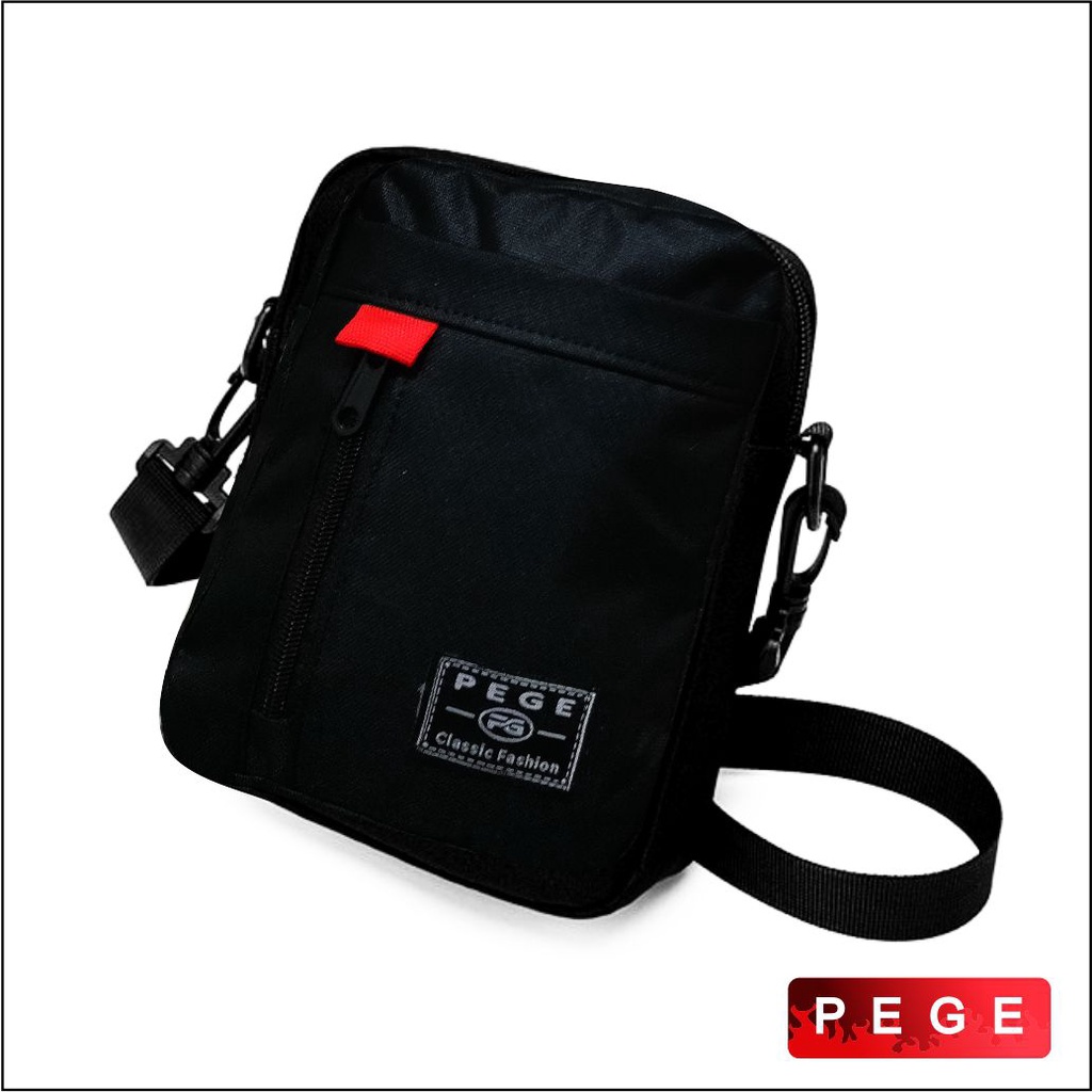 Tas Slingbag Bahu Pria Selempang Pria Kasual Polos Hitam Slempang Keren - PG - 8909