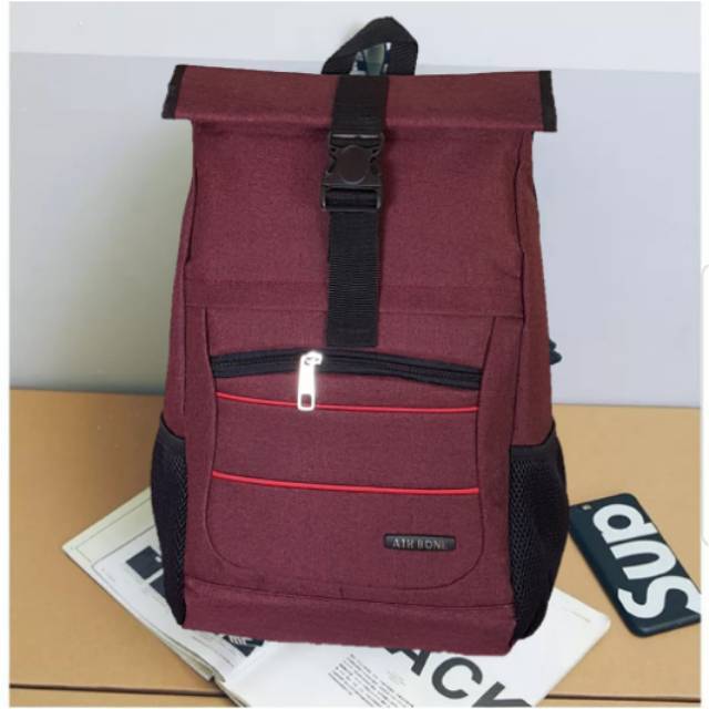 Tas Ransel Hitam Kanvas Pria Wanita Tas Punggung Sekolah Pelajar Perguruan Tinggi untuk Remaja Ransel Kasual Mochila Ransel Harian Travel