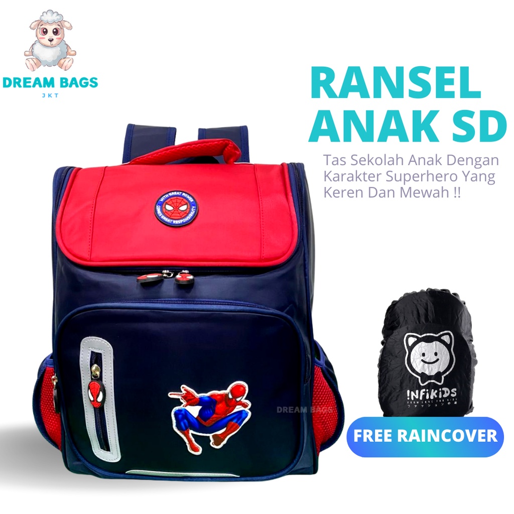 Tas Sekolah Karakter Gratis Raincover DB 196 Size SD Tas Anak Import - Tas Sekolah Anak Laki Laki - Tas Sekolah anak Laki Sd - tas anak laki sd