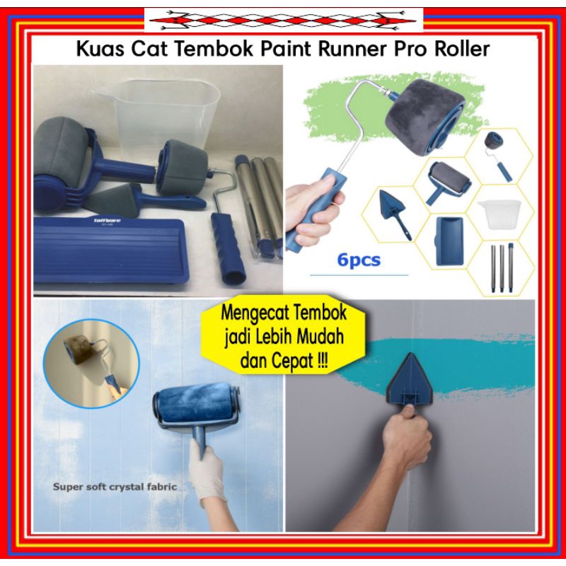 Kuas Cat Tembok Plastik Paint Runner Pro Roll Cat Dinding Murah Alat Cet Roller Paint Wallpaper