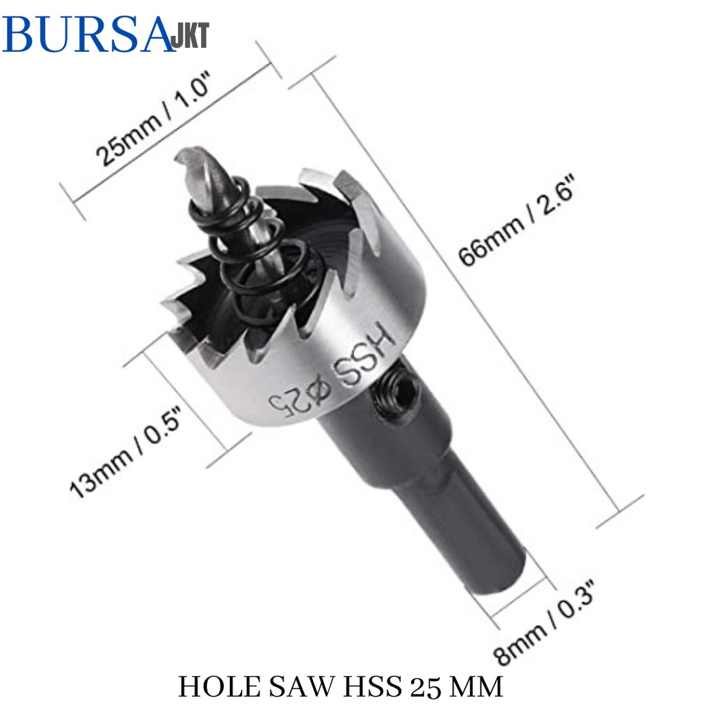 MATA BOR HOLE SAW STAINLESS STEEL PELUBANG BESI PLATE METAL DRILLING LOGAM 25 MM