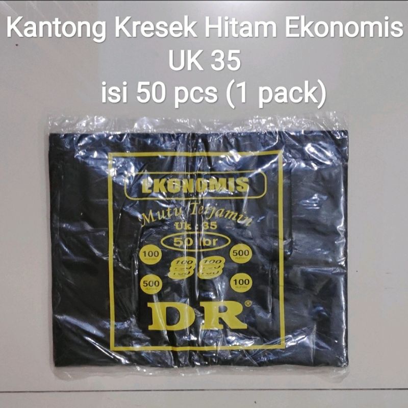 Eko 35 | Kantong Kresek Ekonomis Uk 35 isi 50pcs, Kantong Kresek Hitam, Plastik Kresek