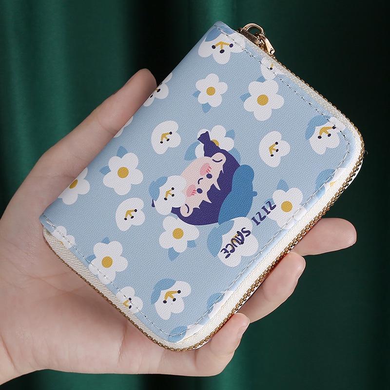 YooWoo Dompet kartu kecil/multi cardholder/dompet lucu-Blue Flower