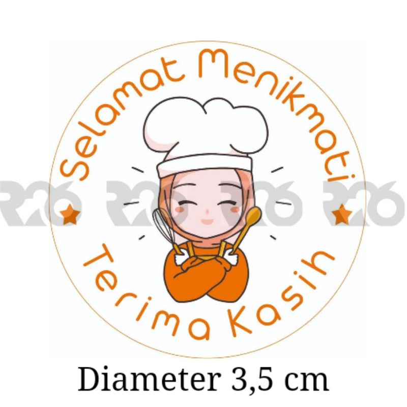 stiker selamat menikmati bulat diameter 3,5 cm  | stiker kemasan makan | stiker bulat diameter 3.5 Cm