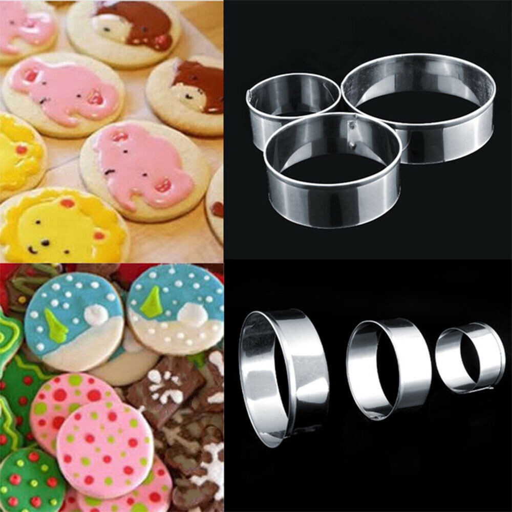 Set Cetakan Kue / Biskuit Bentuk Bulat Bahan Stainless Steel