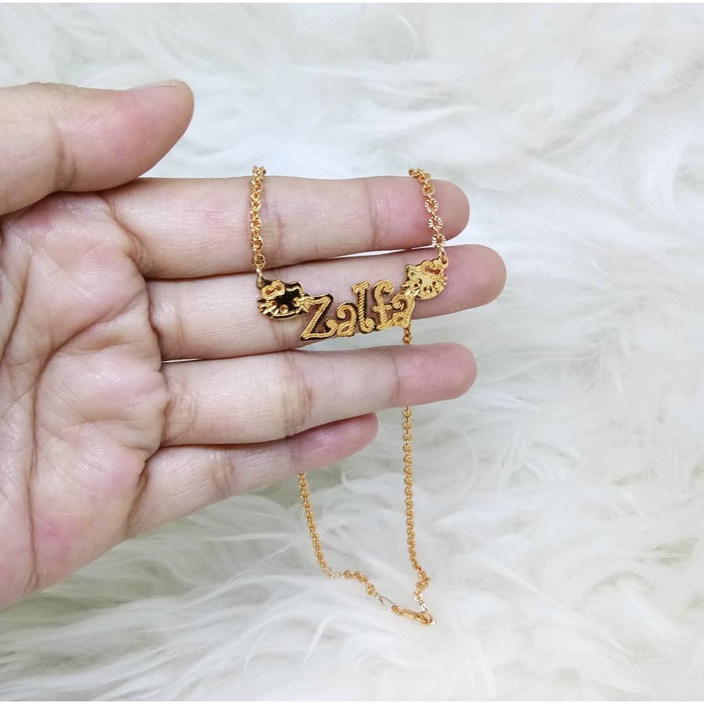 Kalung Liontin Ukir Nama Lapis Emas Anti Karat