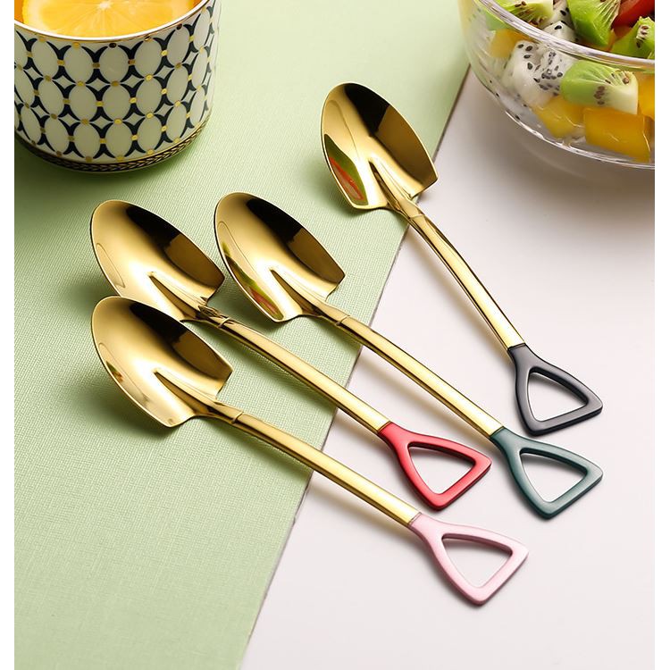 H 448 Sendok Sekop Unik Sendok Ice cream Dessert Buah cake Lucu Gold Stainless Teh Kopi-5