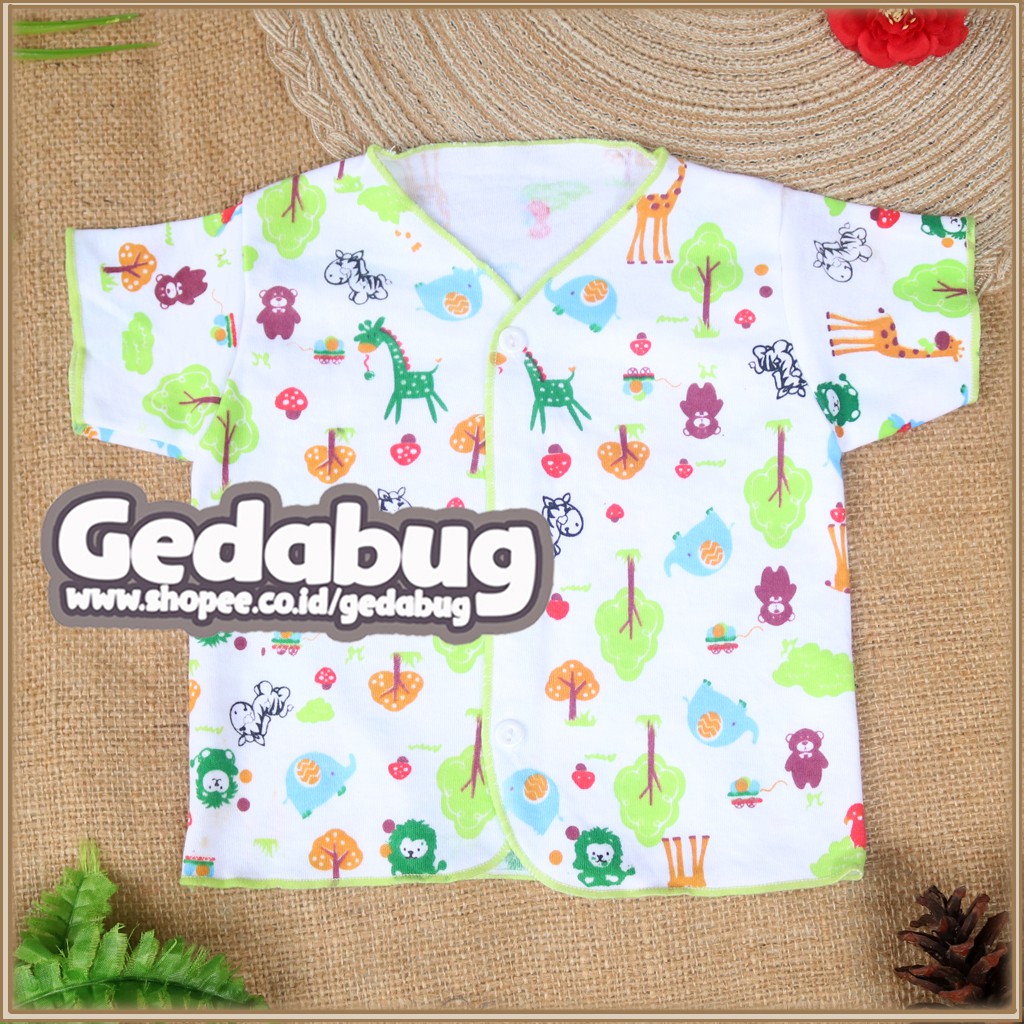 Baju Bayi Lengan Pendek Newborn Wiedy Motif Animal Putih