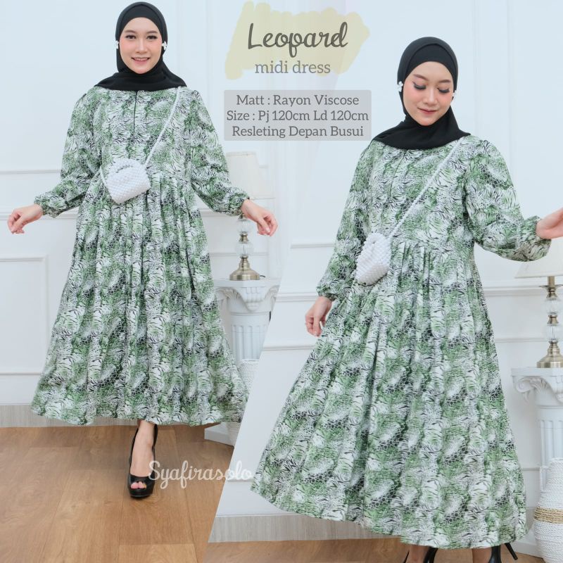 PROMO LEOPARD MIDI DRESS RAYON VISCOSE JUMBO LD 120