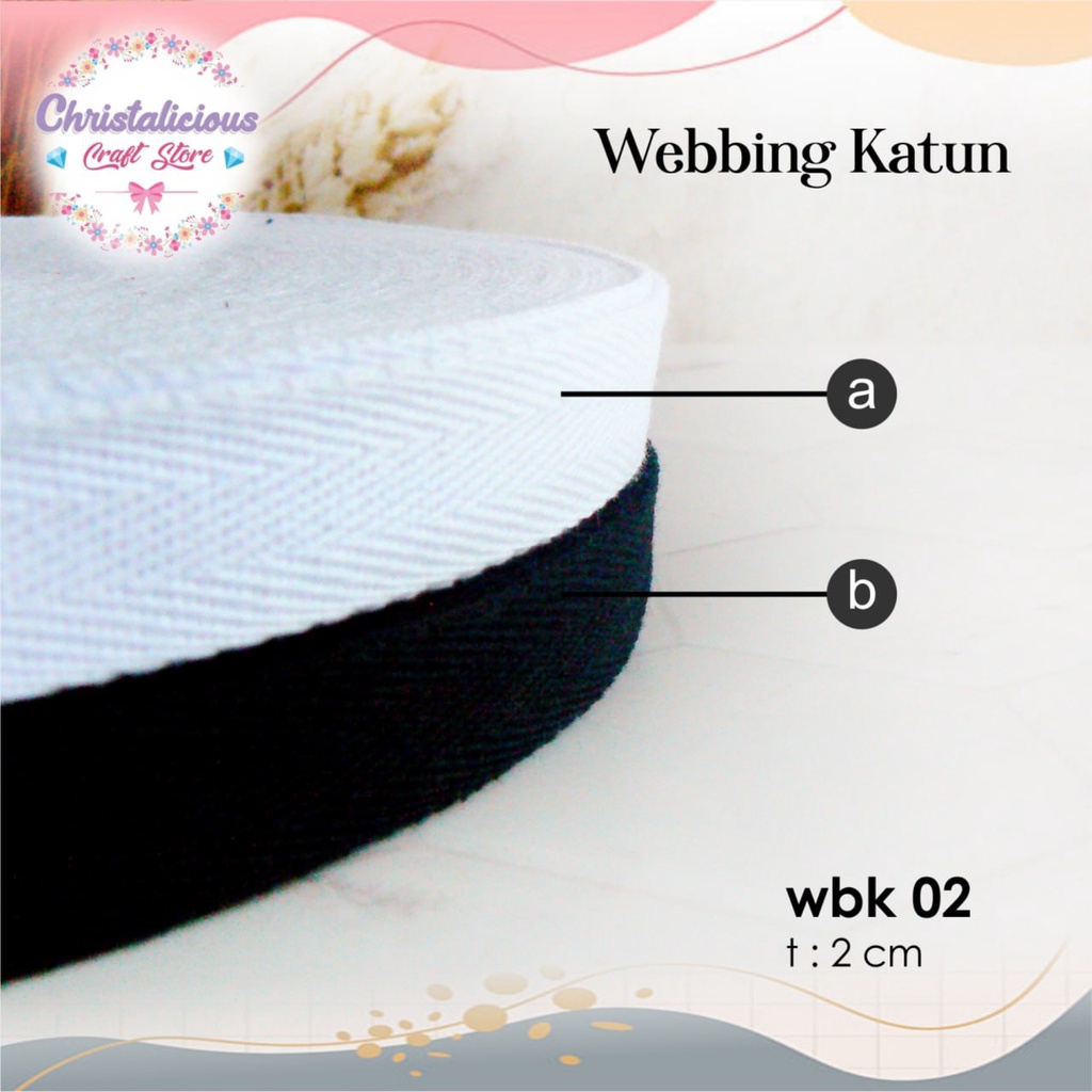 Webbing bisban lentur lebar 2cm, bisban 2cm bahan katun, bisban katun halus 2cm